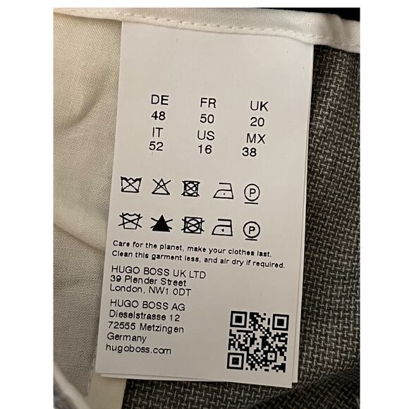 BOSS Hugo Boss pants Tasewa Slim Fit Stretch Wool Blend grey size 16 - Picture 6 of 6